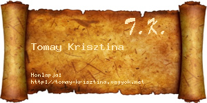 Tomay Krisztina névjegykártya